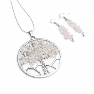 Set bijuterii Copacul Vietii cu Cuart Roz